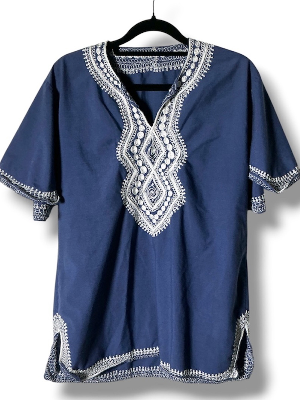 Beautiful blue embroidered short sleeve top